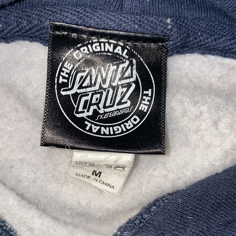 Mens Sweatshirt Pullover Santa Cruz Classic Dot (Htr Grey/ Navy Sleeve) Men’s M - Picture 6 of 6